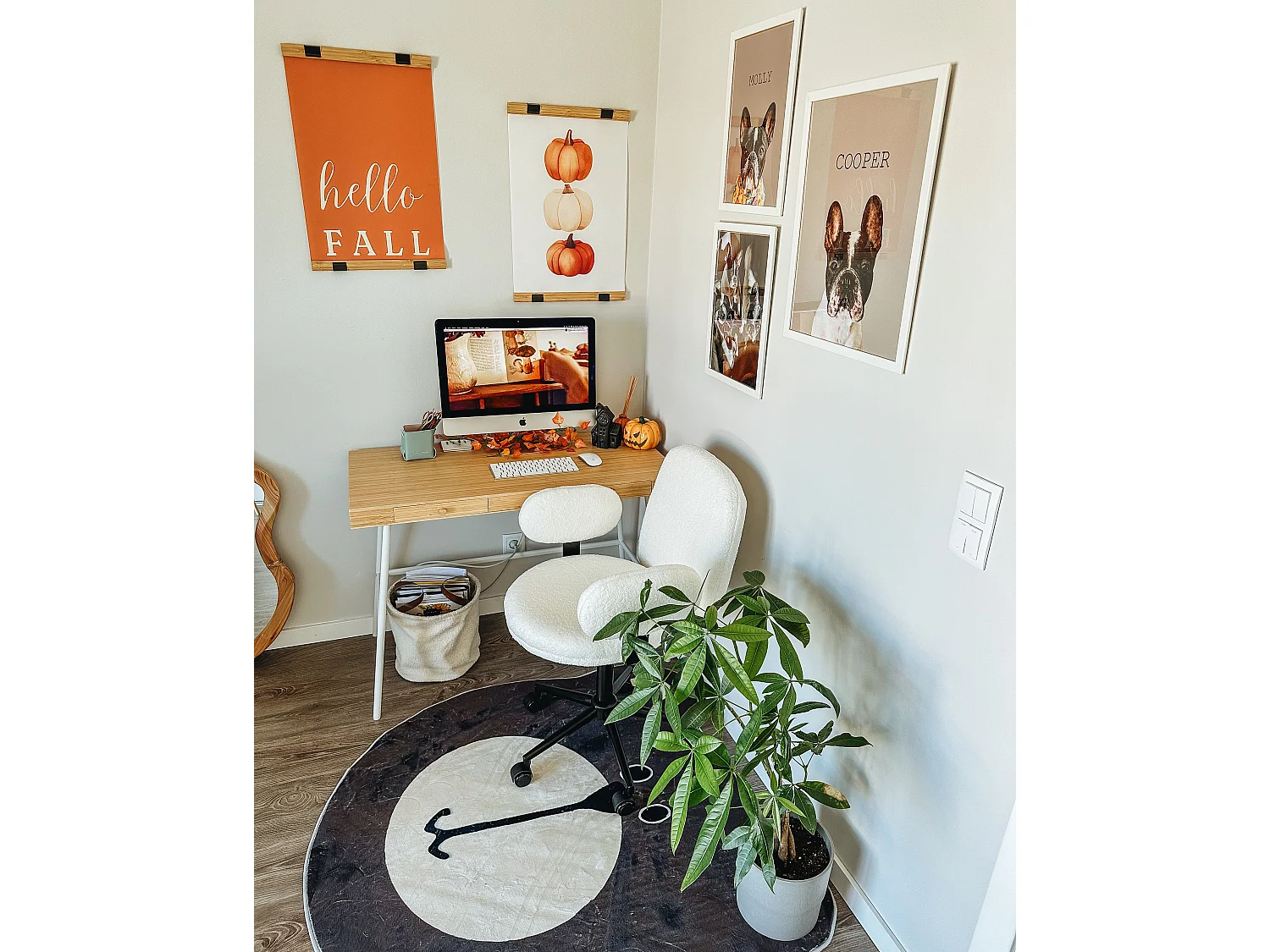 Chaise de bureau MORAGA Bouclé Blanc cassé