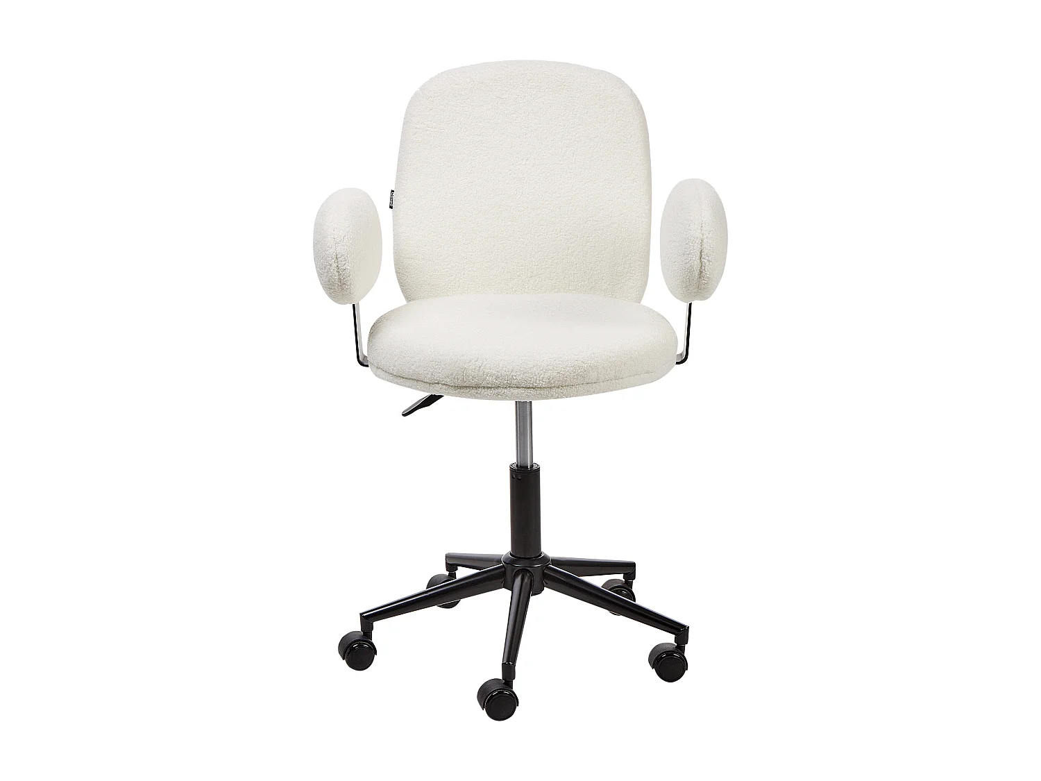 Bürostuhl Bouclé Stoffbezug creme weiß höhenverstellbar drehbar Armlehnen Moraga