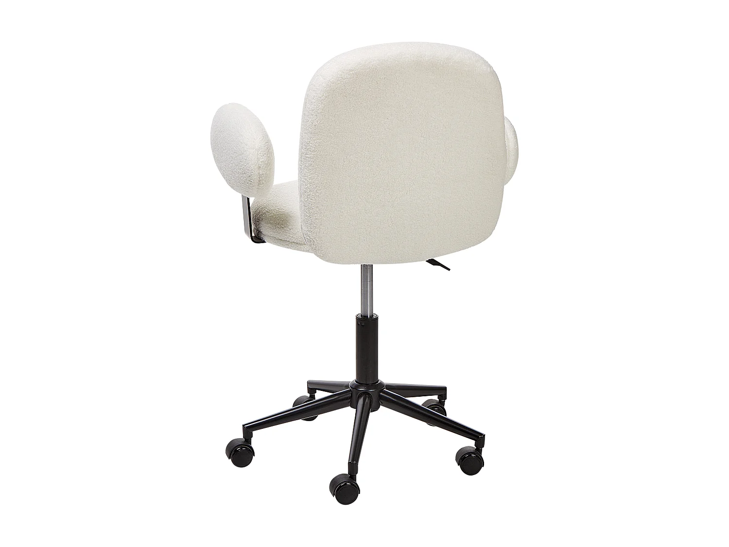 Bürostuhl Bouclé Stoffbezug creme weiß höhenverstellbar drehbar Armlehnen Moraga