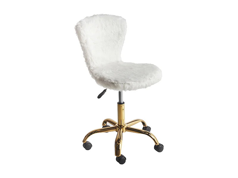 Chaise de bureau MARGATE Fourrure synthétique Blanc