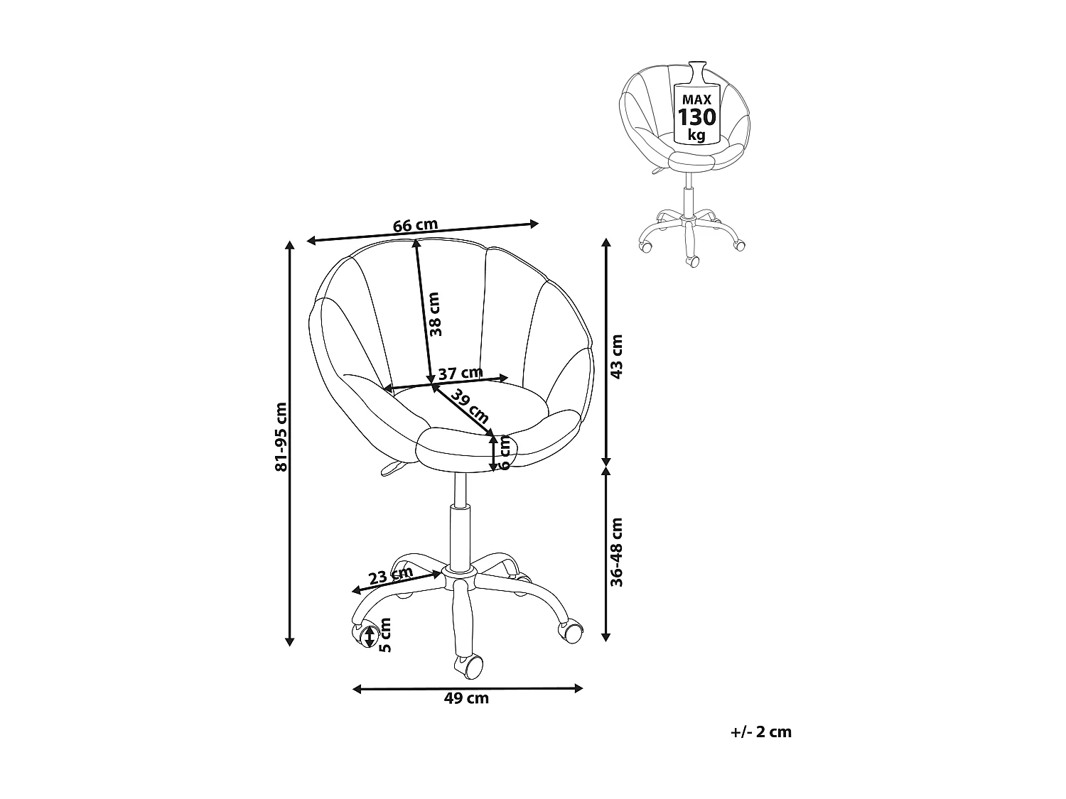 Bureaustoel Draaibaar ANNABELLE Bouclé Wit
