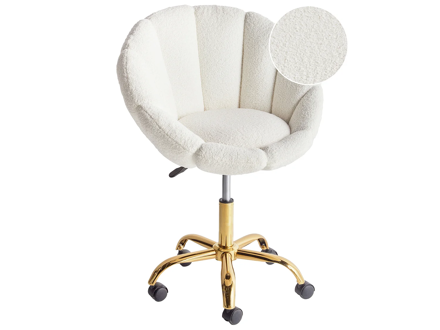 Chaise de bureau ANNABELLE Bouclé Blanc