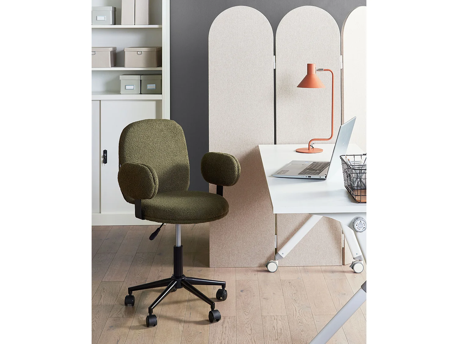 Chaise de bureau MORAGA Bouclé Vert foncé