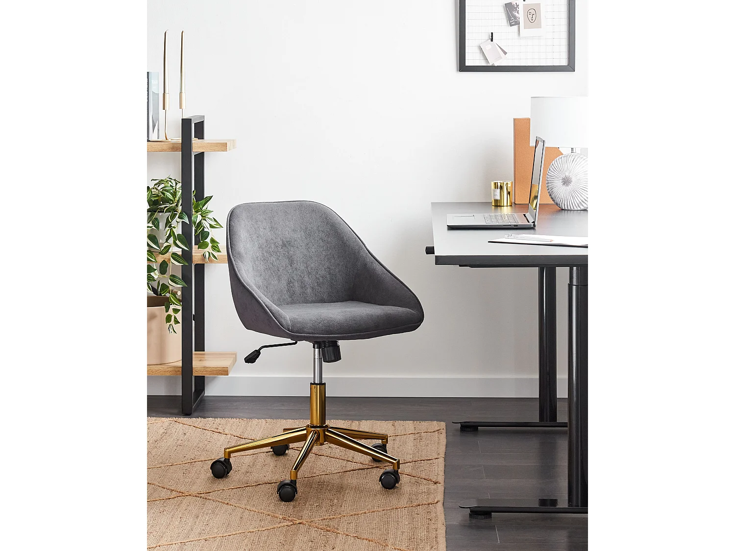 Chaise de bureau BARDSDALE Velours Gris foncé