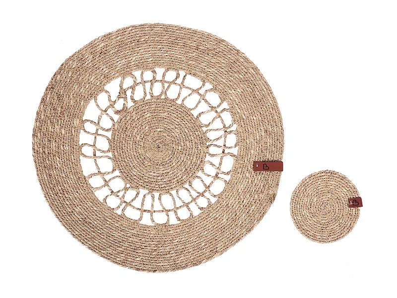 6 Personen Tischset u. Untersetzer Seegras natürlich rund 12-teilig Pepperberry