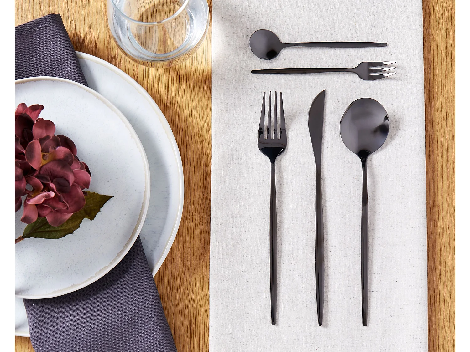 Set de 30 couverts RIGATONI Noir