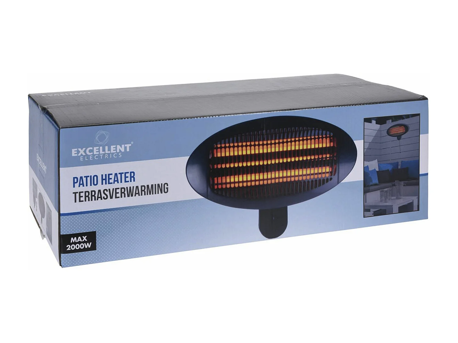 Chauffage mural Well Home avec 3 tubes de quartz 50x16,7x36,6cm