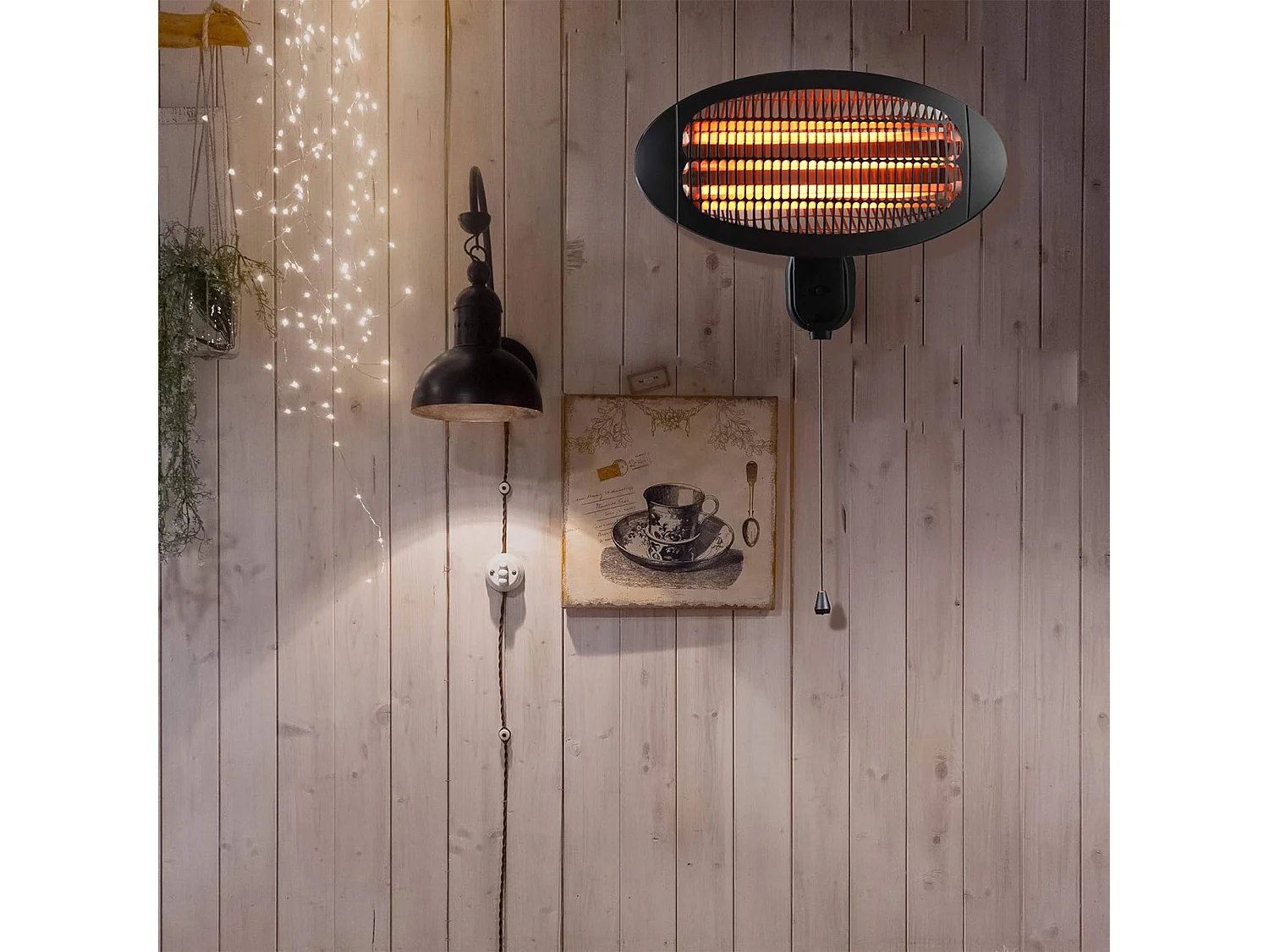 Chauffage mural Well Home avec 3 tubes de quartz 50x16,7x36,6cm