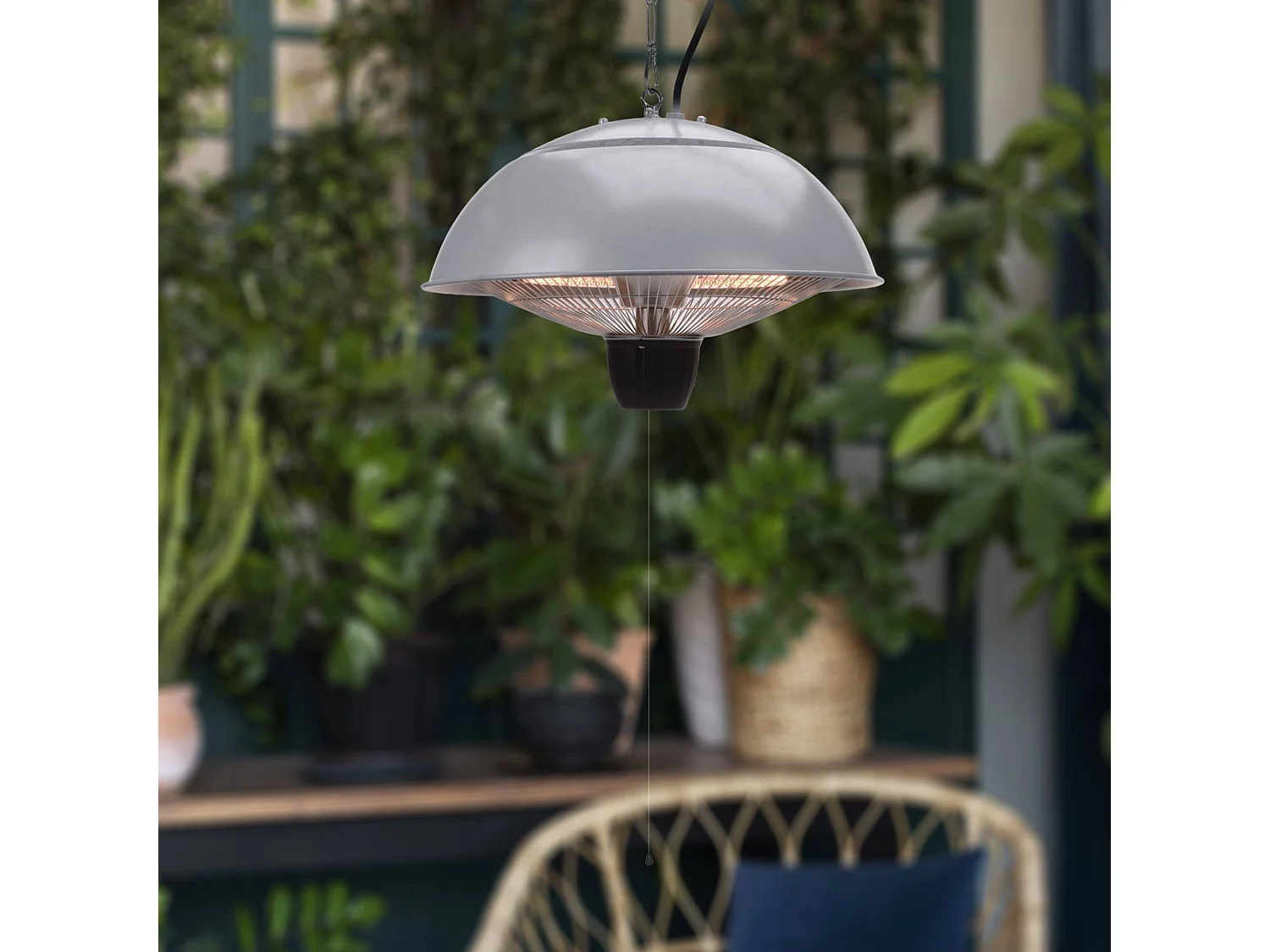 Well Home Chauffage de terrasse modèle suspendu revêtement argent 45x45x35cm