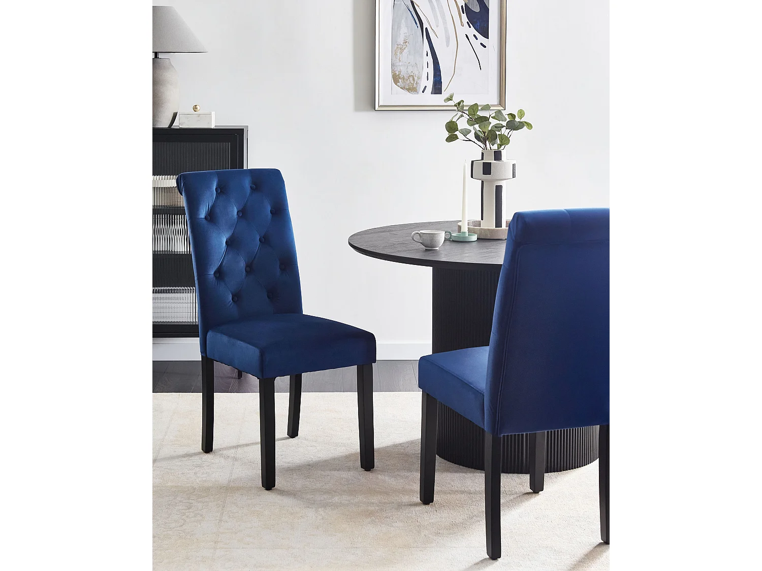 Set di 2 sedie da pranzo VELVA Velluto Blu scuro