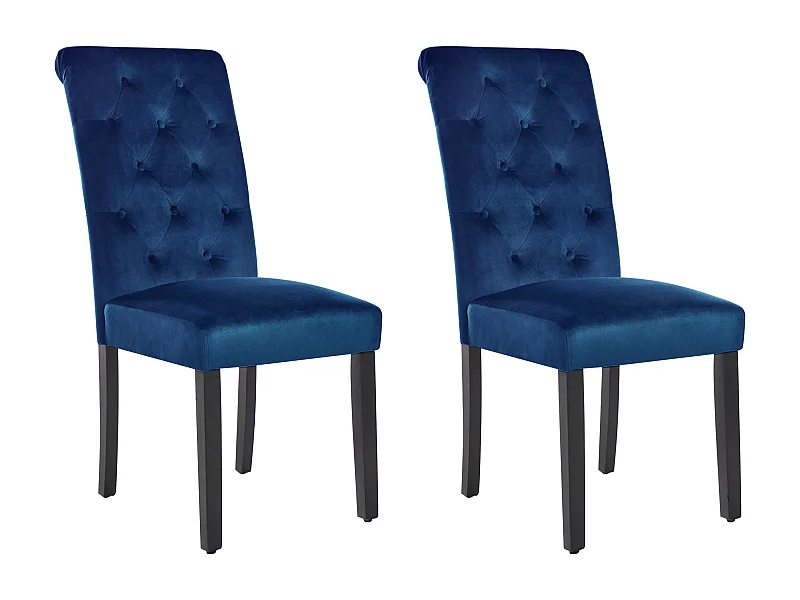 Set van 2 eetkamerstoelen VELVA Fluweel Donkerblauw