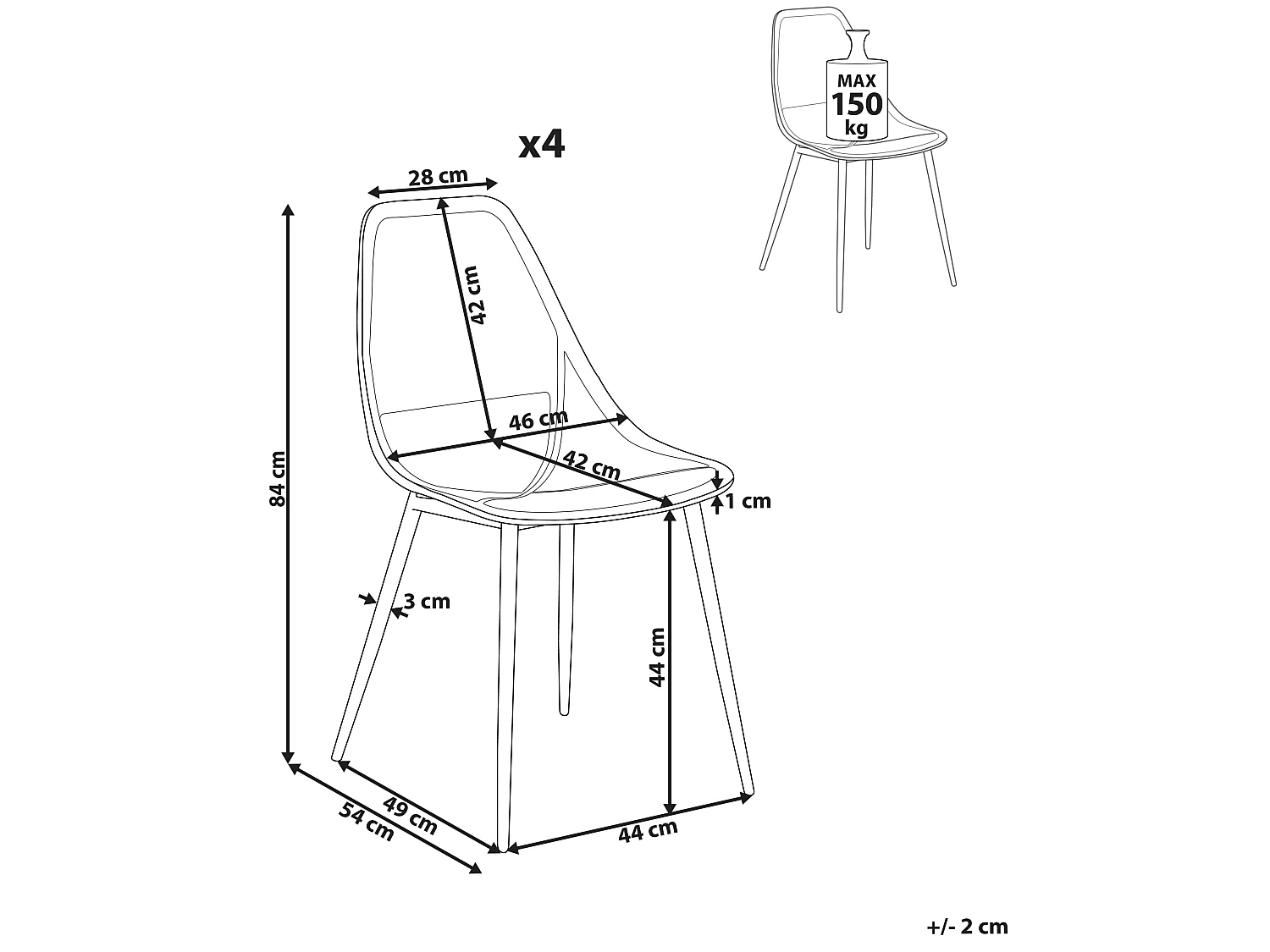 Lot de 4 chaises de salle à manger HAZELTON Blanc