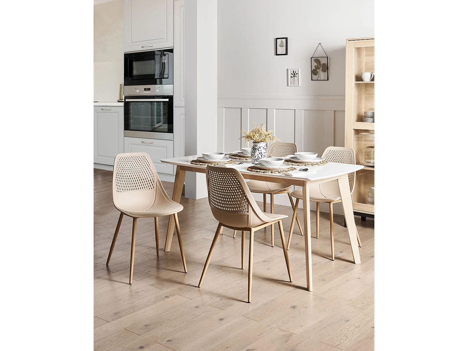 Lot de 4 chaises de salle à manger HAZELTON Beige