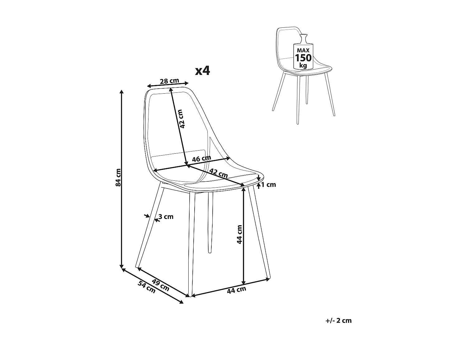 Lot de 4 chaises de salle à manger HAZELTON Beige