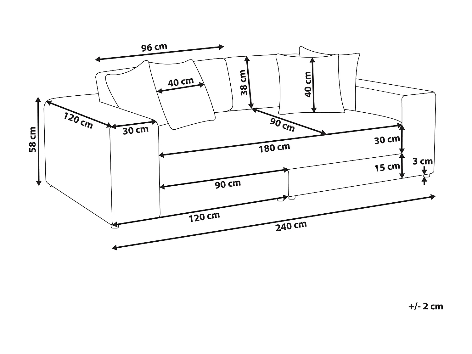 Sofa GLORVIKA Czarny dla 3 osób