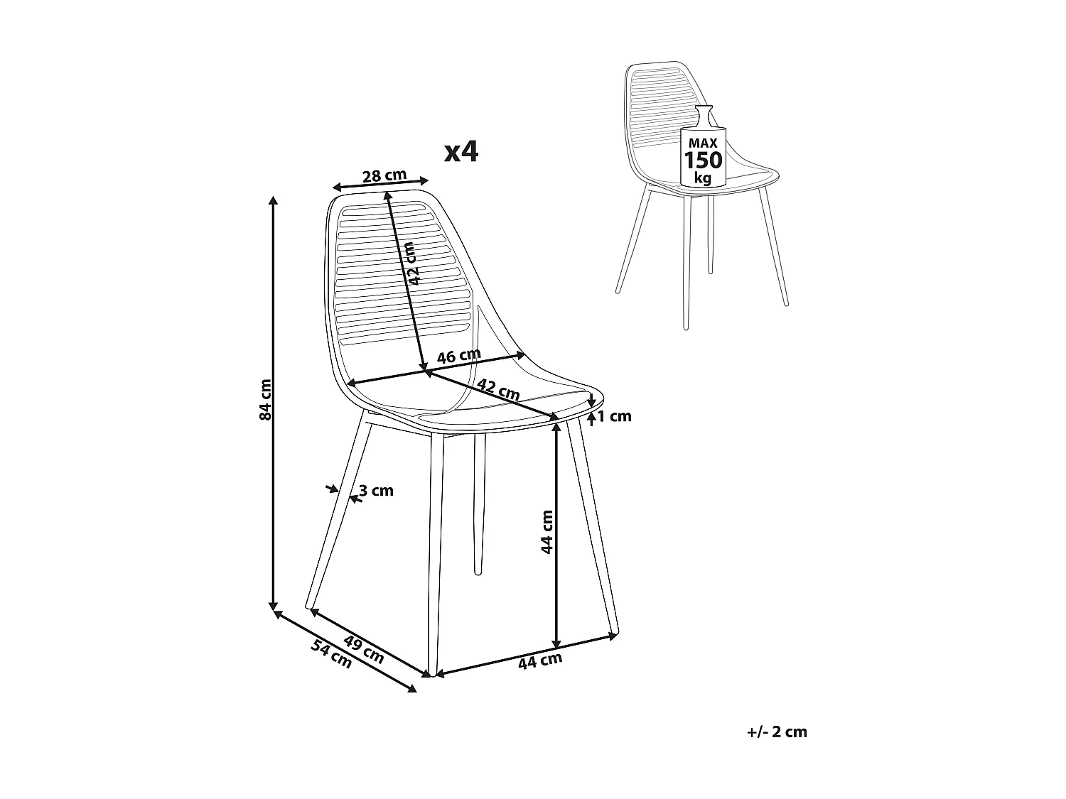 Lot de 4 chaises de salle à manger MONTELLO Beige