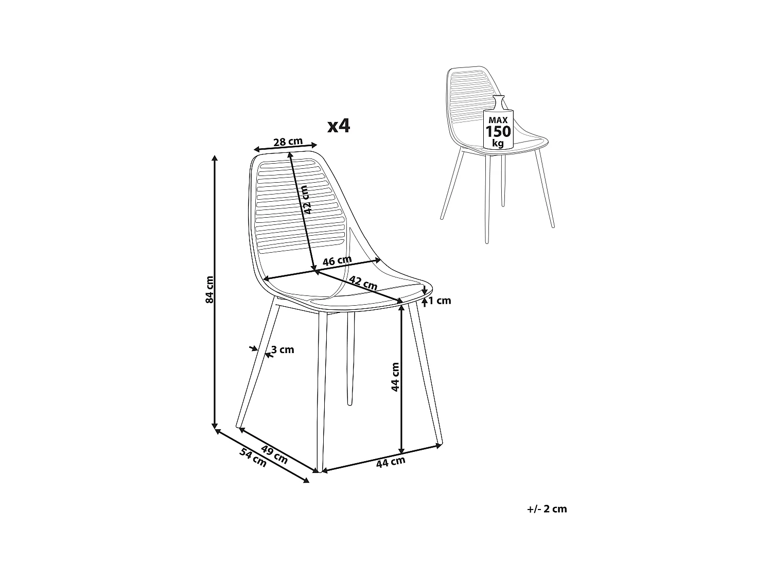 Set van 4 eetkamerstoelen MONTELLO Zwart