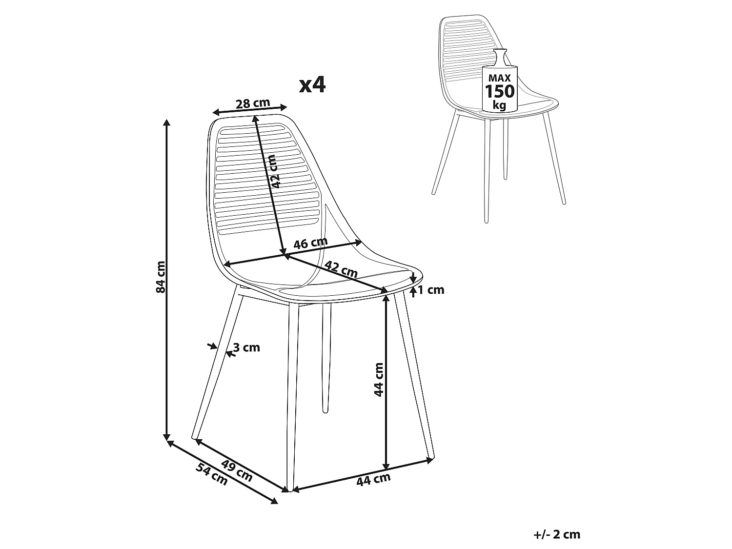 Lot de 4 chaises de salle à manger MONTELLO Noir