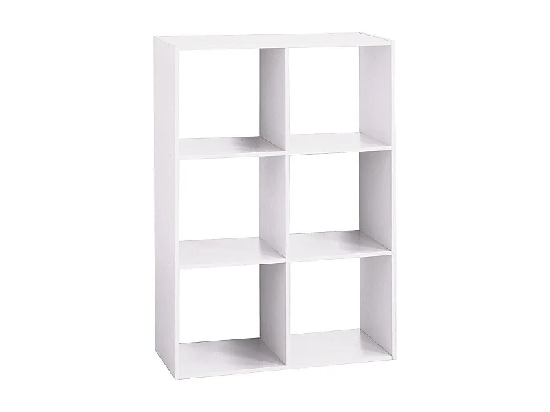 WELL HOME - Etagère en bois 6 compartiments blanc H.100,5