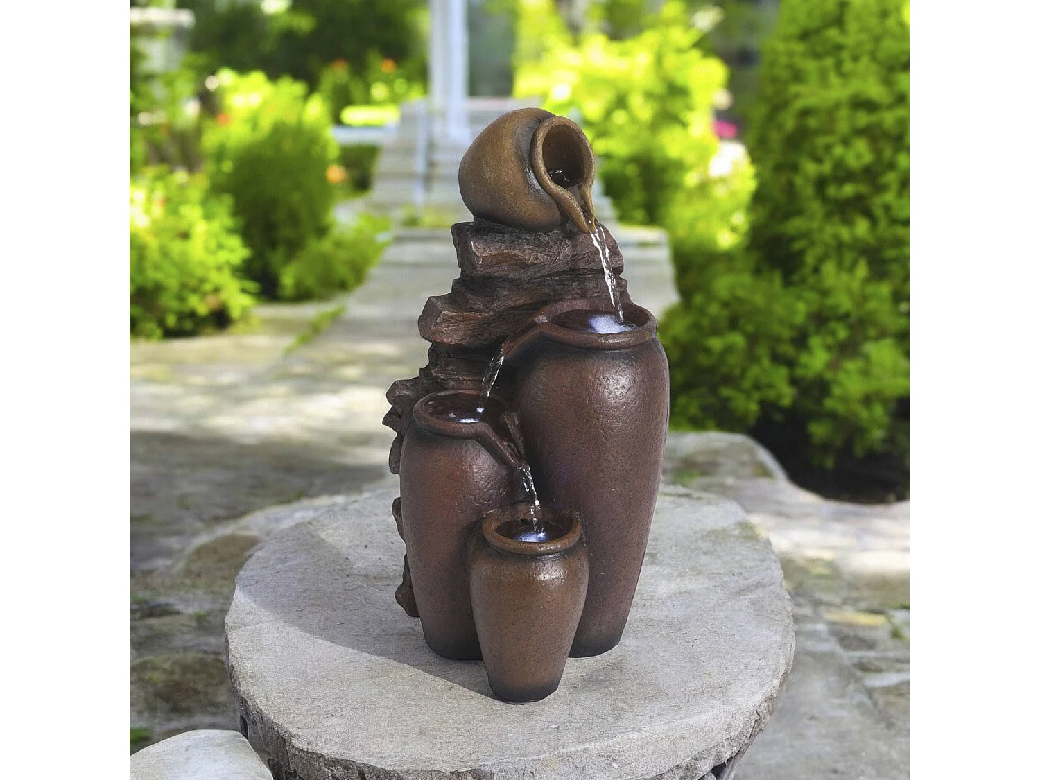 WELL HOME - Fontana di design Anfora avec lumière LED 23x21x41cm