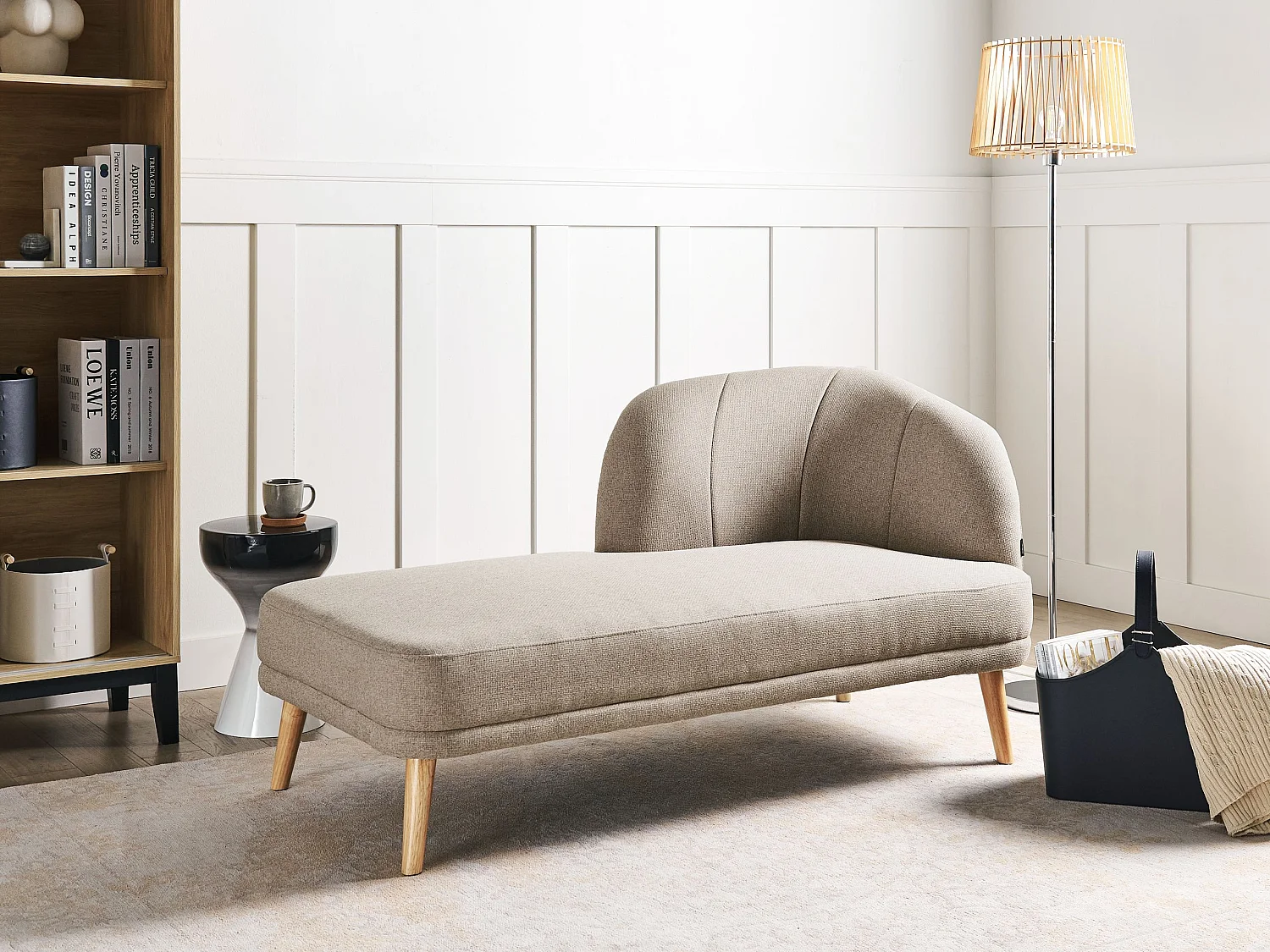 Chaise longue côté droit TANLAY Tissu Marron clair