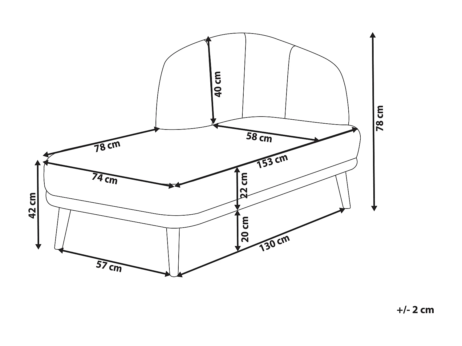 Chaise longue côté droit TANLAY Tissu Marron clair