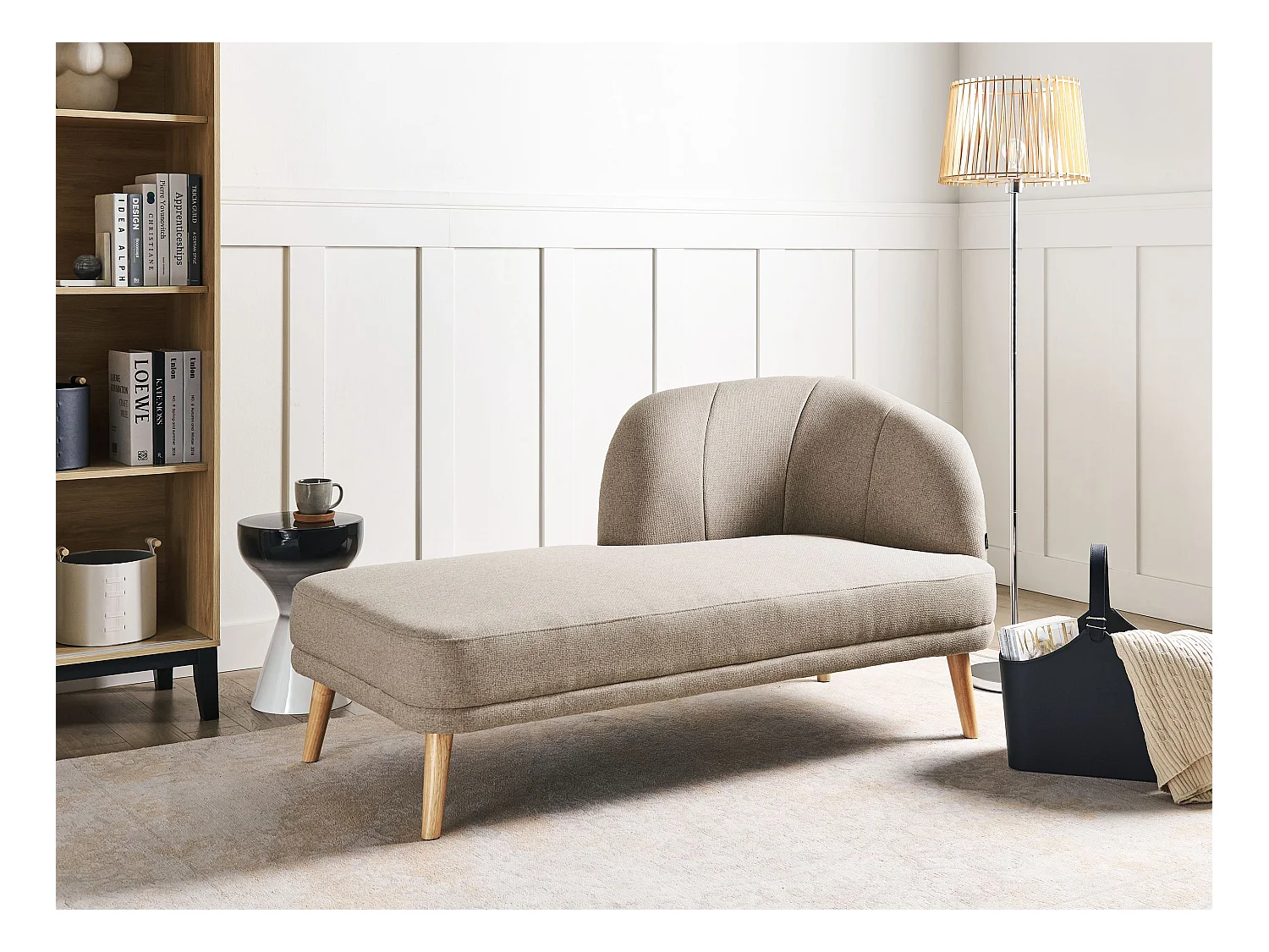 Chaise longue côté droit TANLAY Tissu Marron clair