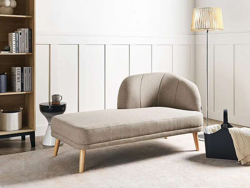 Rechtsseitige Chaiselounge TANLAY Stoff Hellbraun