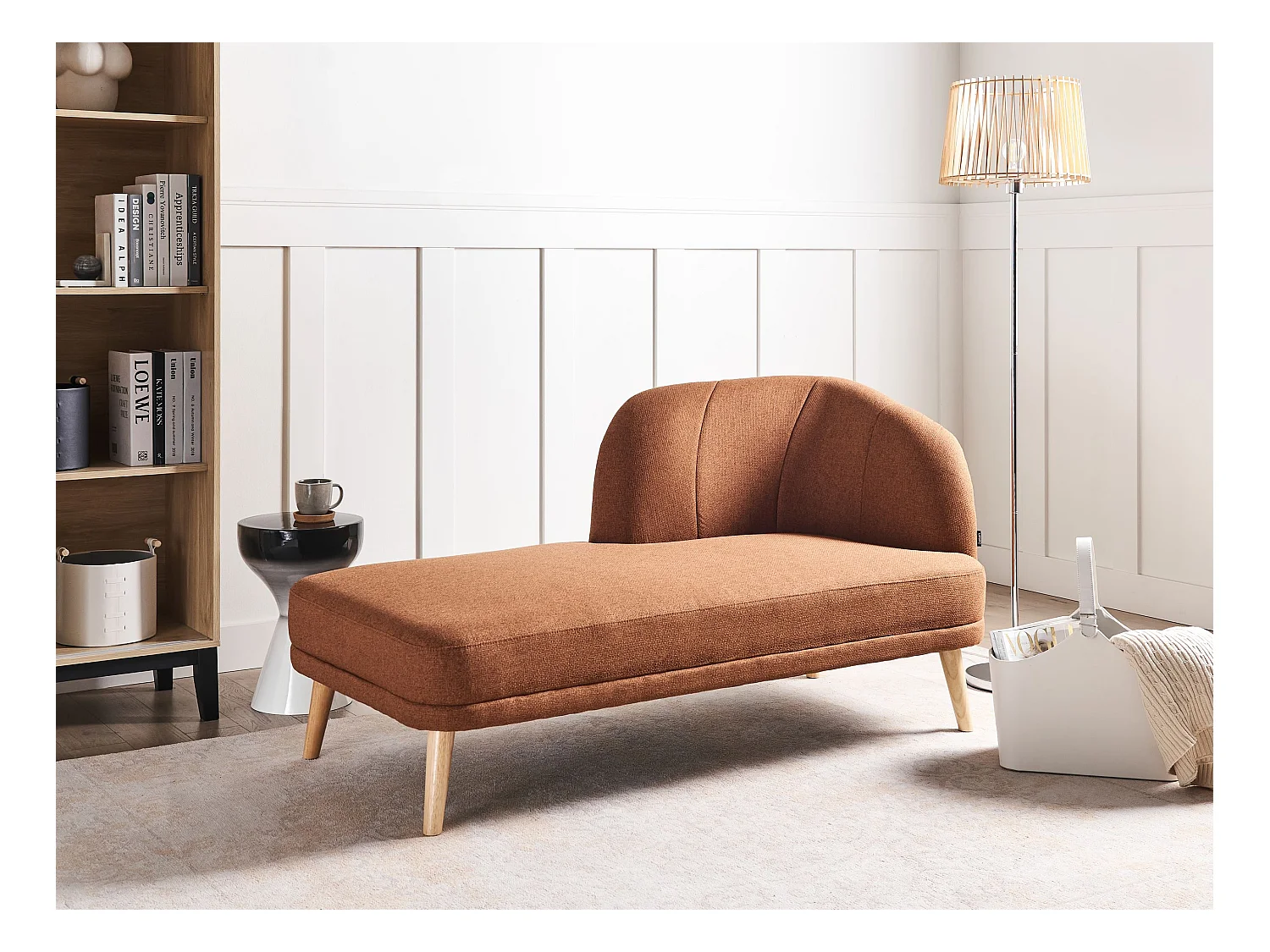 Chaise longue côté droit TANLAY Tissu Marron doré