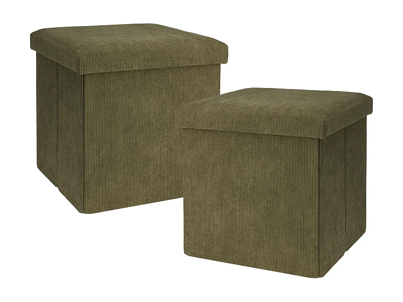 WELL HOME - Pack 2 Tabourets d'Organisation Vert Foncé