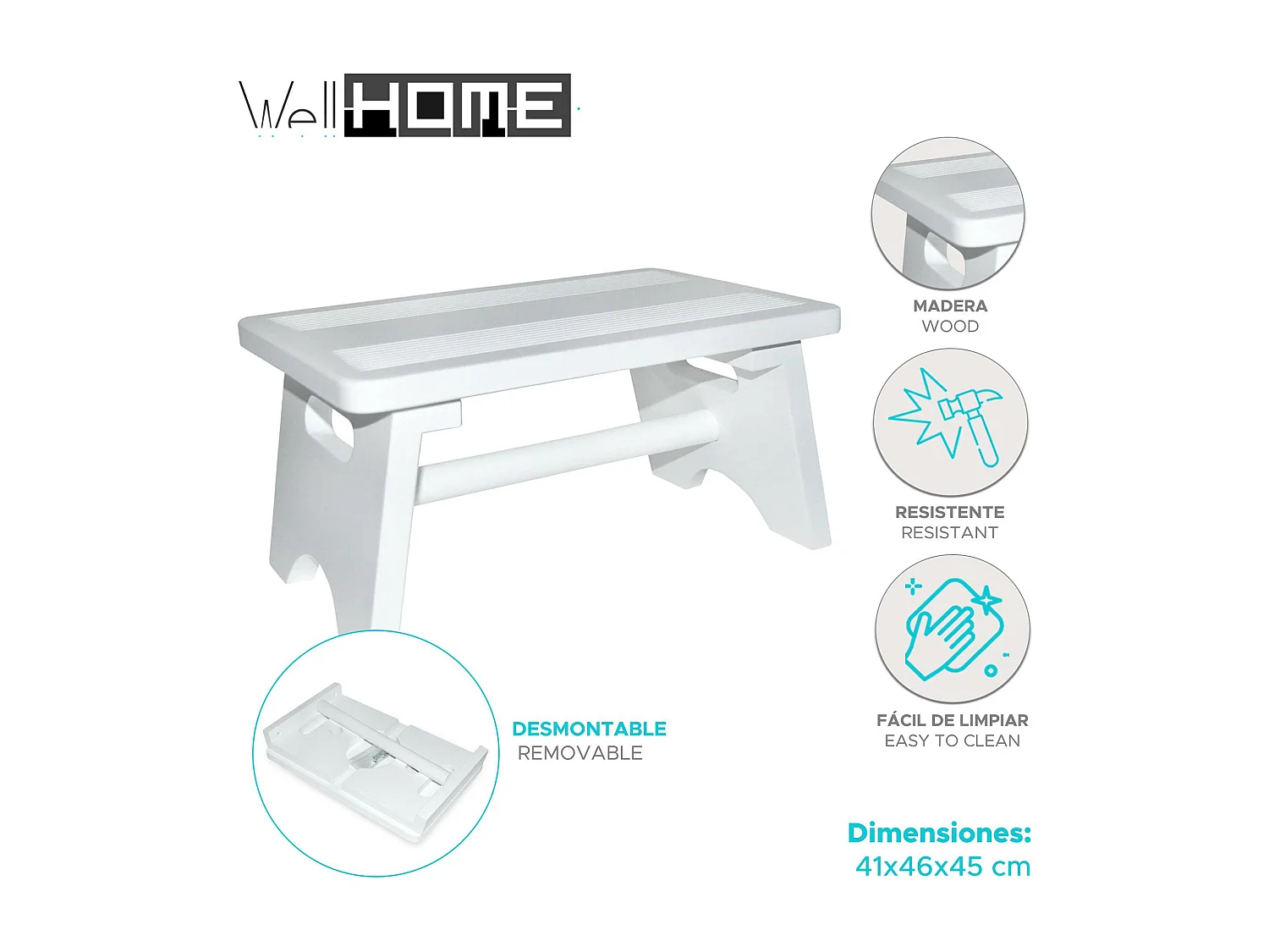 WELL HOME - Tabouret multifonction 'Ara' amovible Blanc