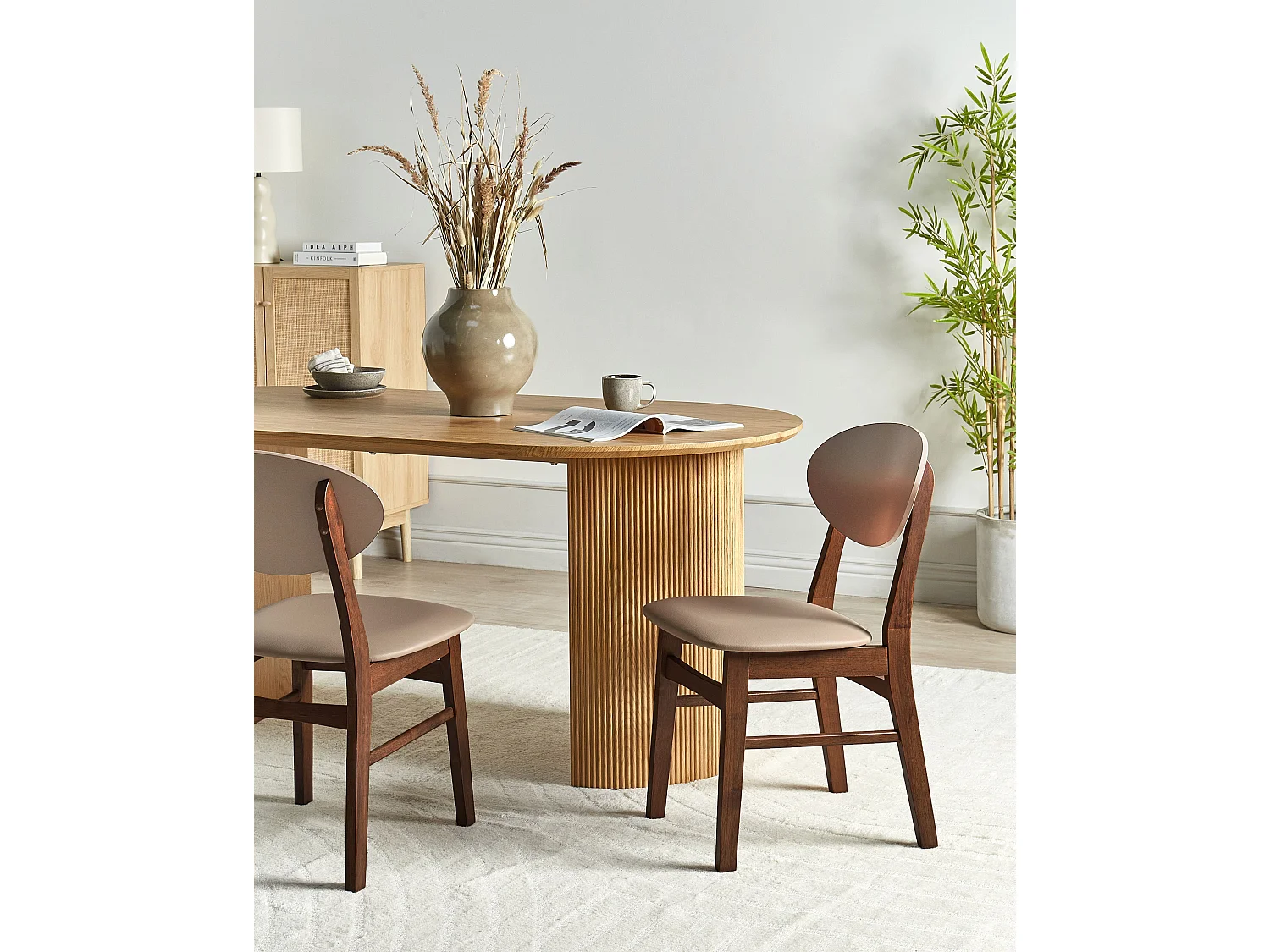 Conjunto de 2 cadeiras de jantar AMERY Madeira Castanho claro