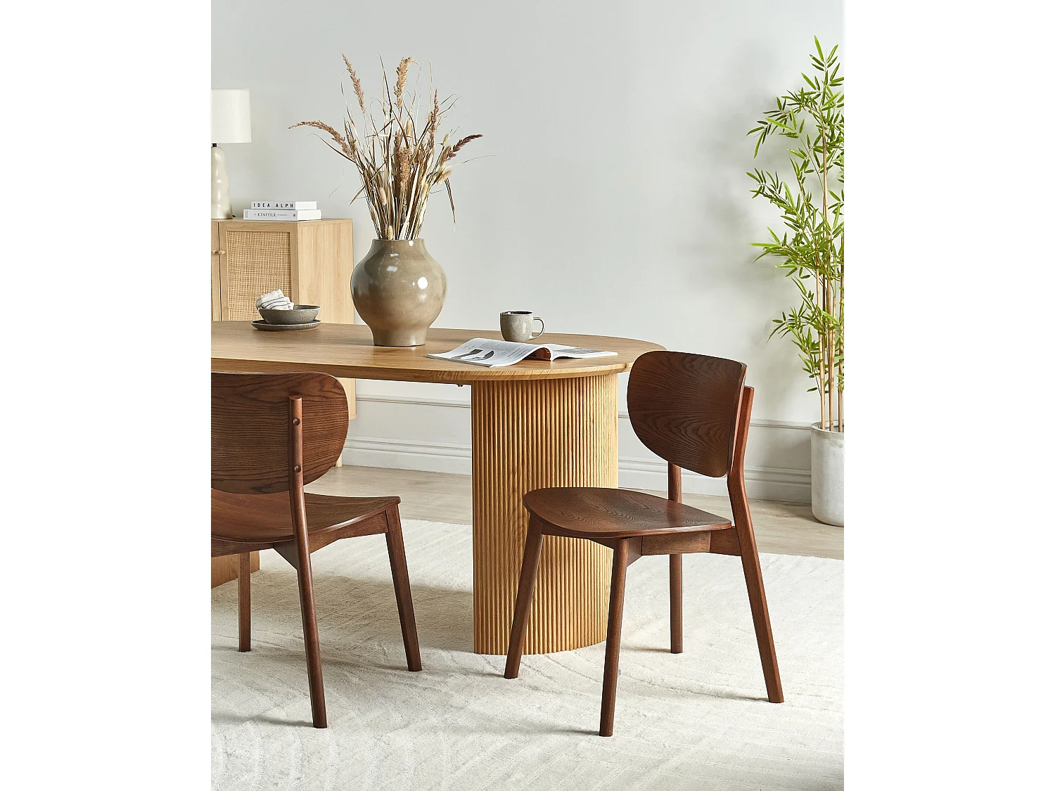 Lot de 2 chaises de salle à manger OVERLY Bois Marron foncé