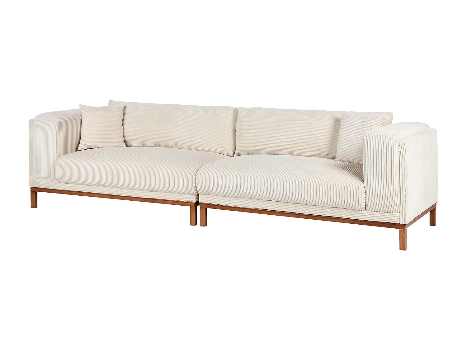 Canapé 4 places VENG Velours côtelé Beige clair