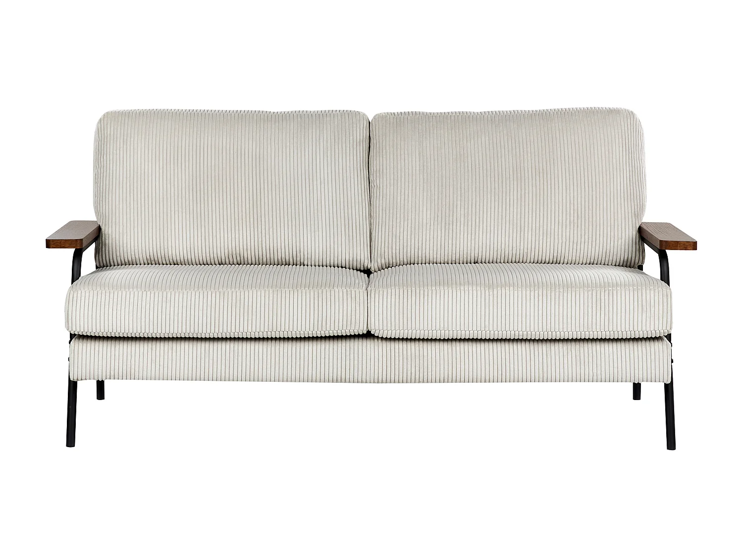 Sofa Cord grau / hellgrau 3-Sitzer gepolstert Holz Armlehnen Wohnzimmer Arkanes