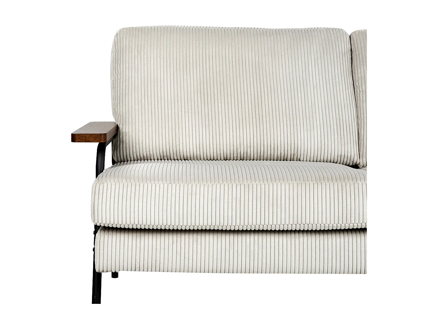 Sofa Cord grau / hellgrau 3-Sitzer gepolstert Holz Armlehnen Wohnzimmer Arkanes