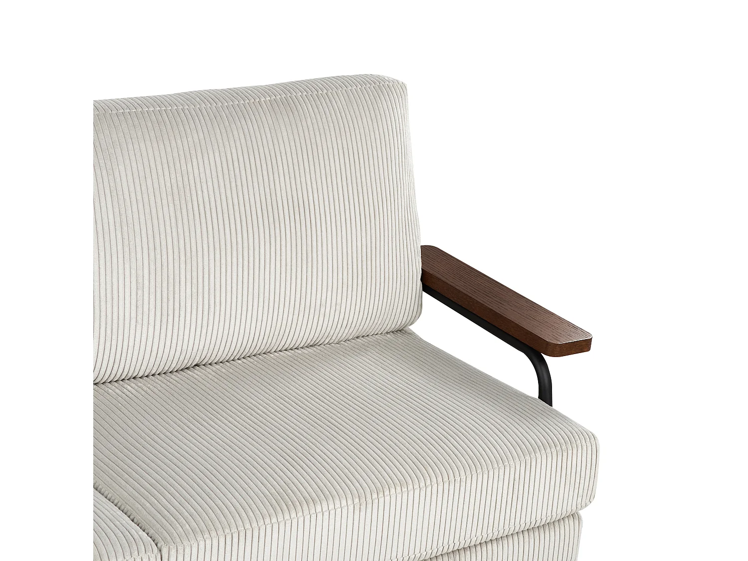 Sofa Cord grau / hellgrau 3-Sitzer gepolstert Holz Armlehnen Wohnzimmer Arkanes