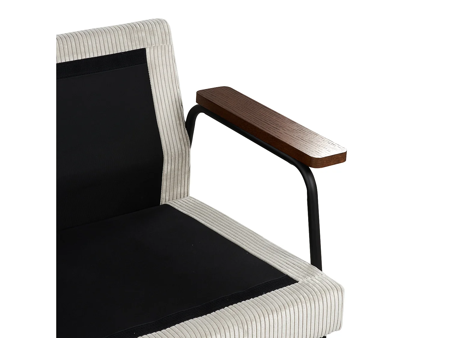 Sofa Cord grau / hellgrau 3-Sitzer gepolstert Holz Armlehnen Wohnzimmer Arkanes