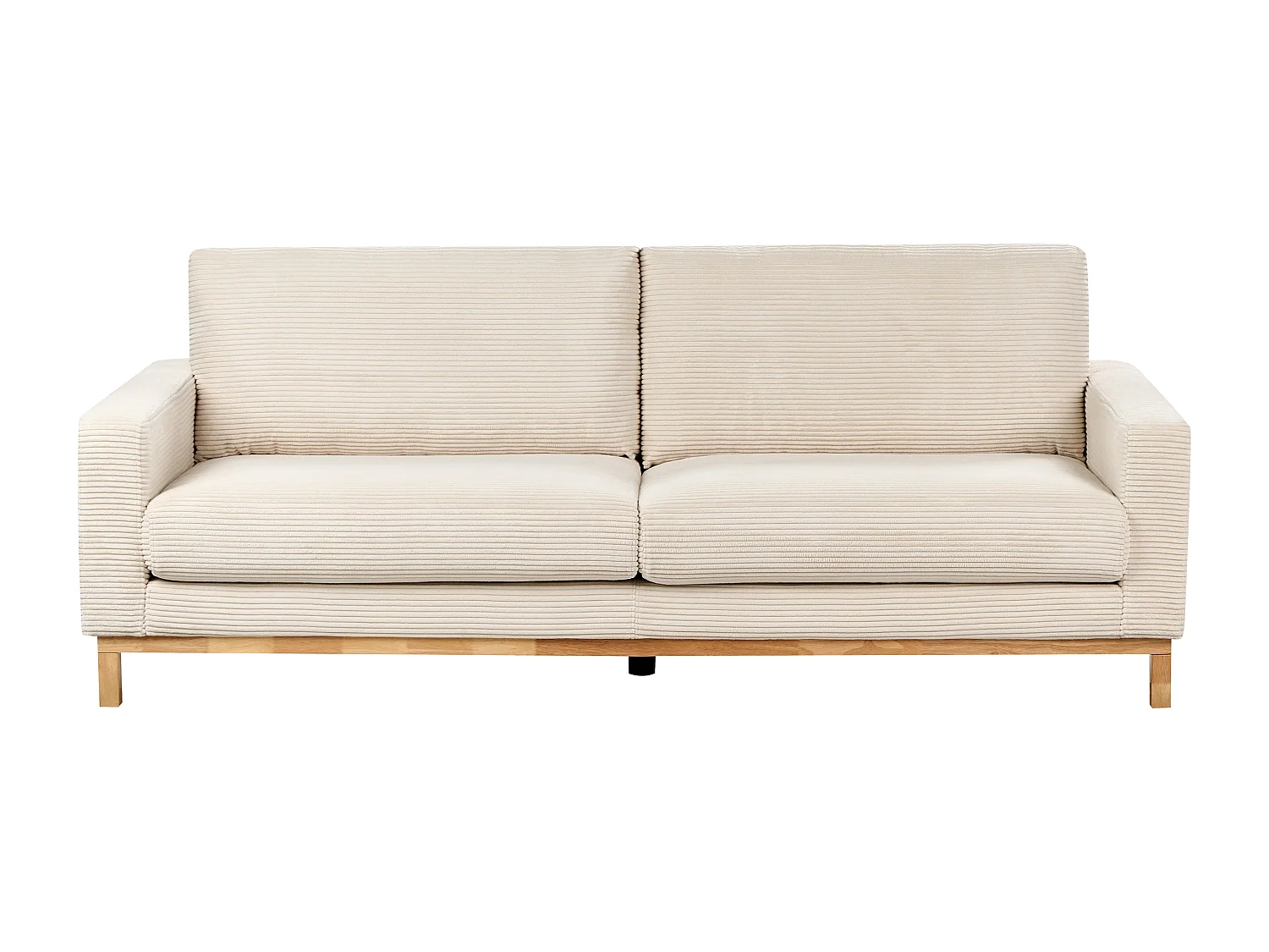 3-Sitzer Sofa Stoffbezug Cord Beige mit Sitzkissen Armlehnen Holzbeinen Siggard