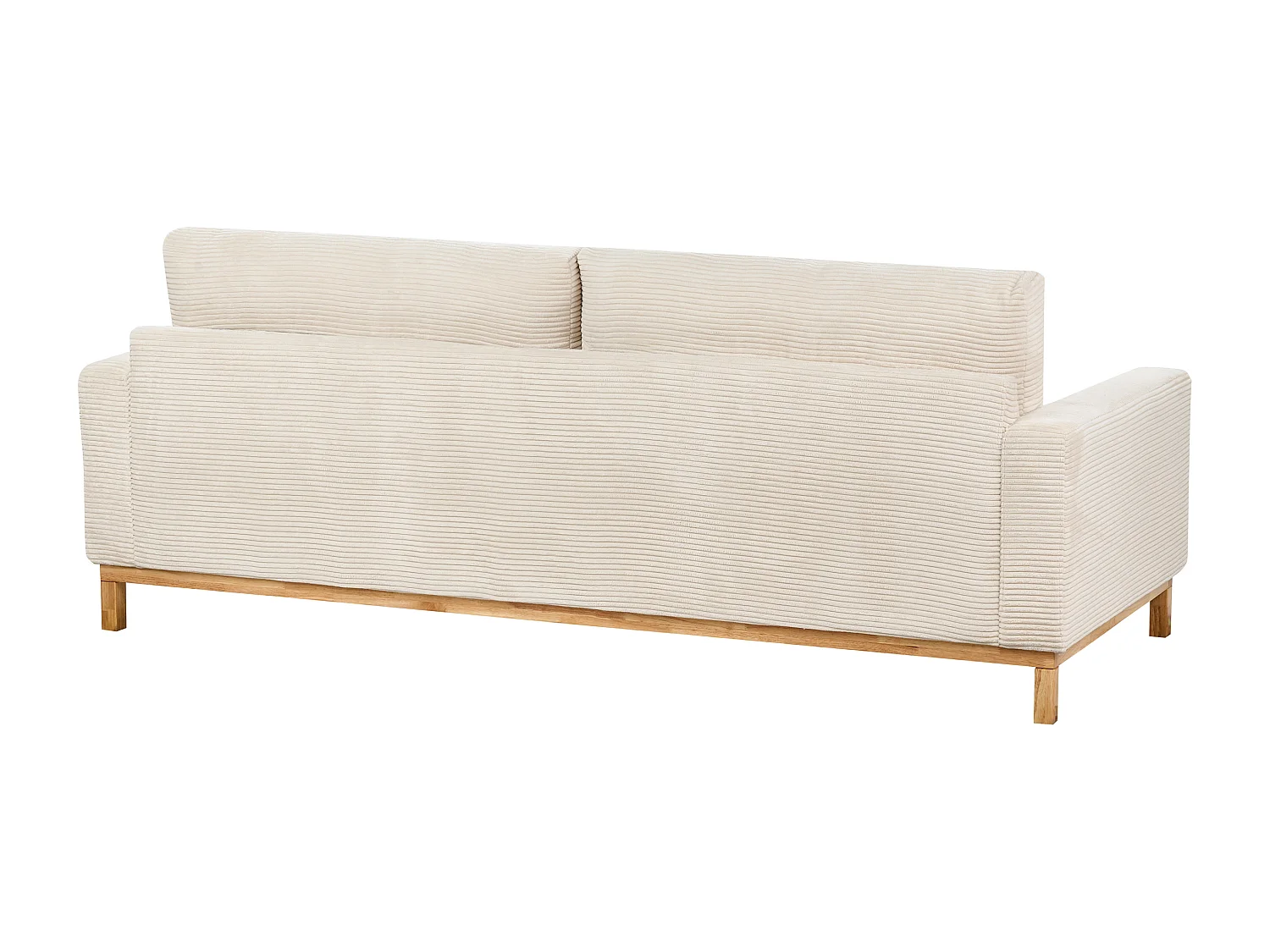 3-Sitzer Sofa Stoffbezug Cord Beige mit Sitzkissen Armlehnen Holzbeinen Siggard
