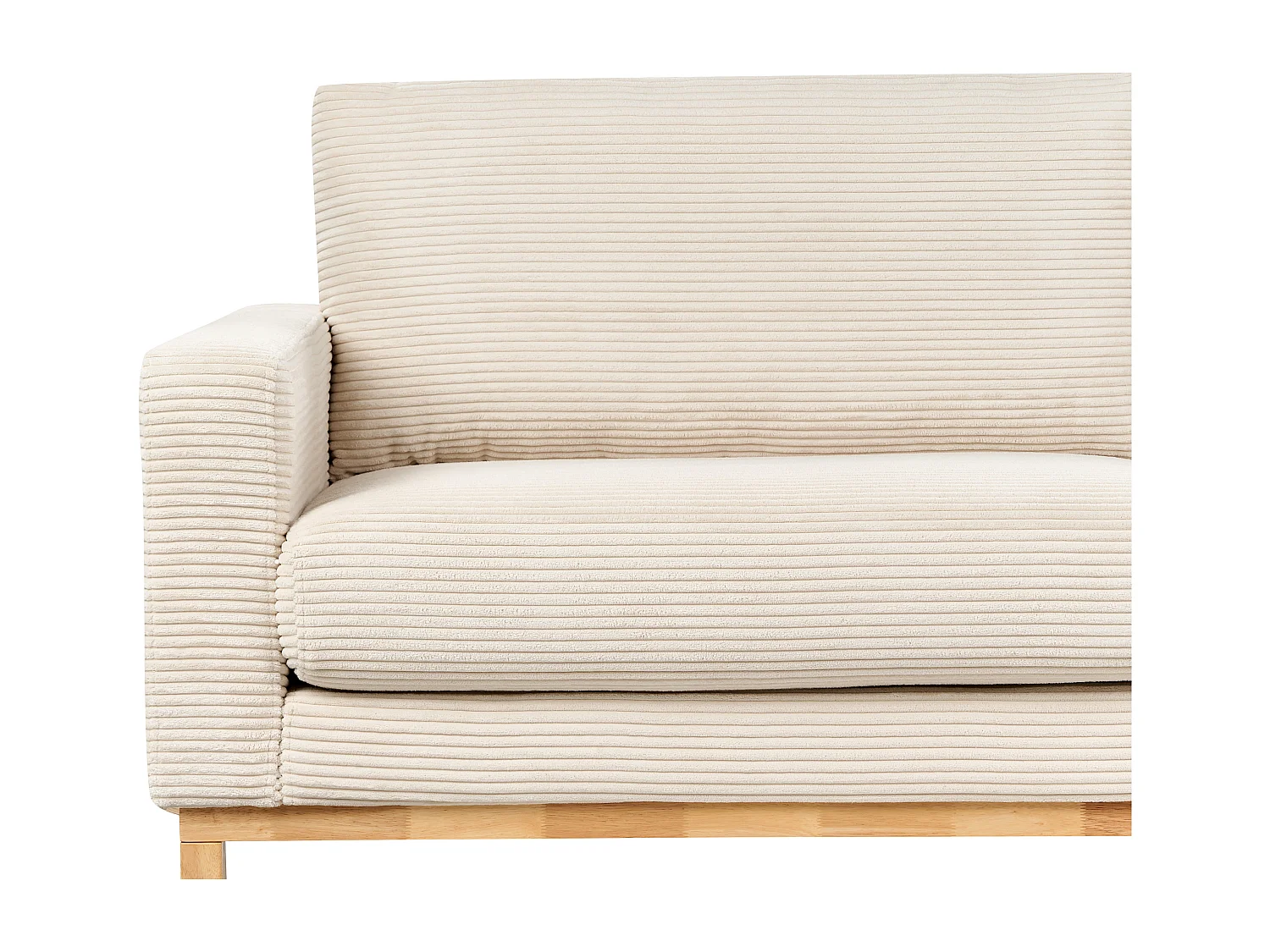 3-Sitzer Sofa Stoffbezug Cord Beige mit Sitzkissen Armlehnen Holzbeinen Siggard