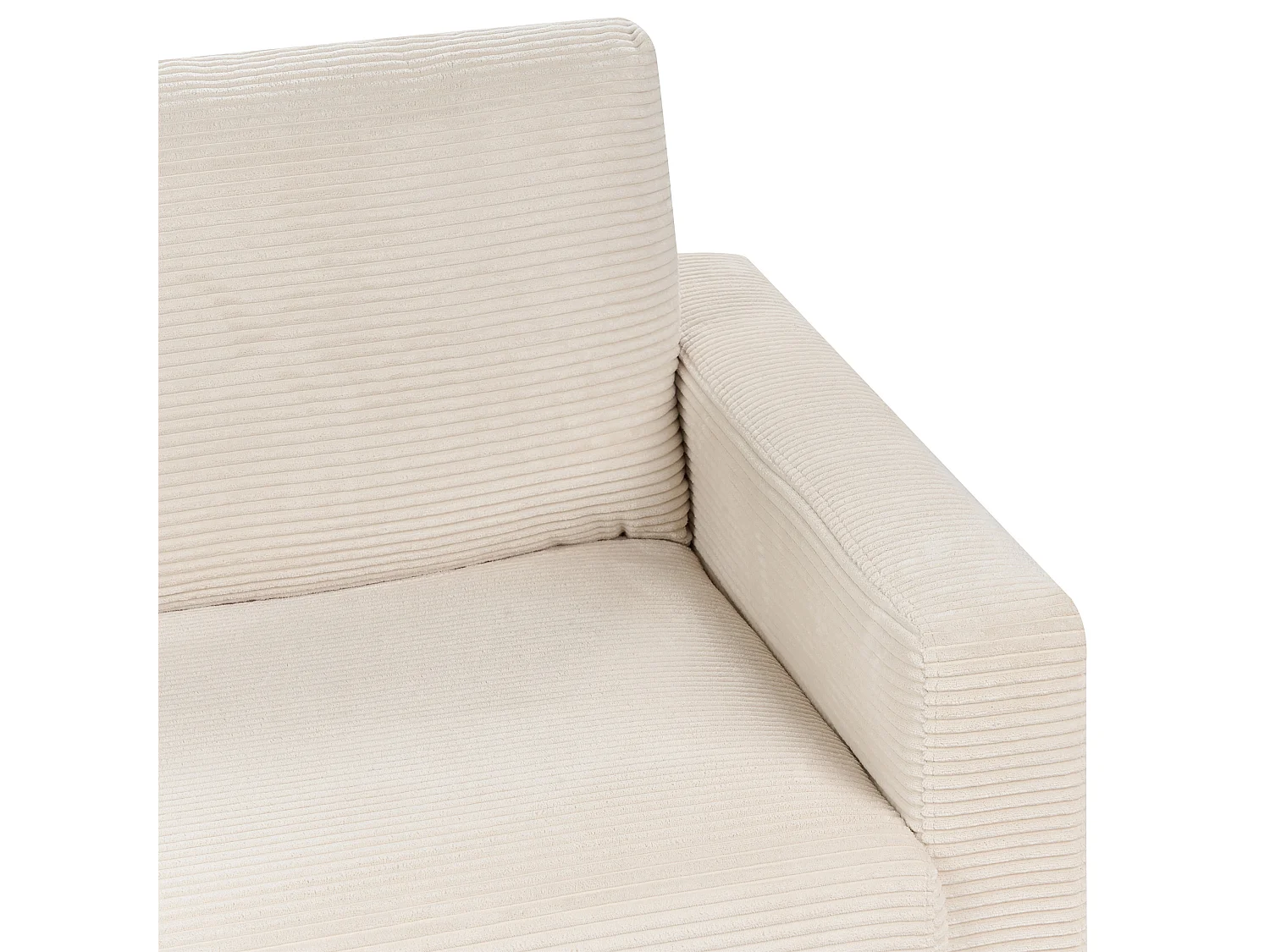 3-Sitzer Sofa Stoffbezug Cord Beige mit Sitzkissen Armlehnen Holzbeinen Siggard