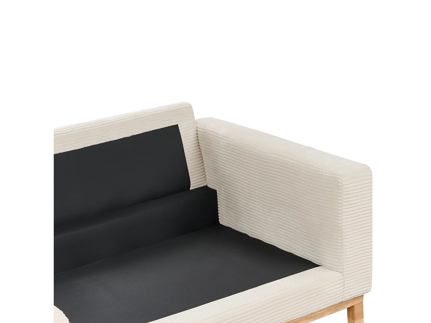 3-Sitzer Sofa Stoffbezug Cord Beige mit Sitzkissen Armlehnen Holzbeinen Siggard
