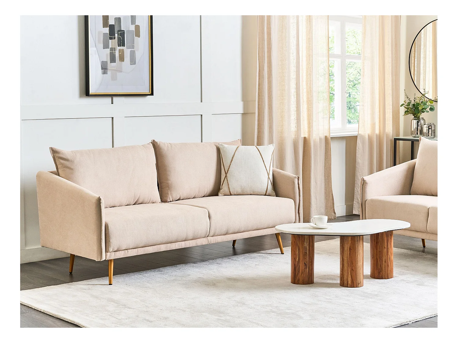 Canapé 3 places MAURA Velours Beige