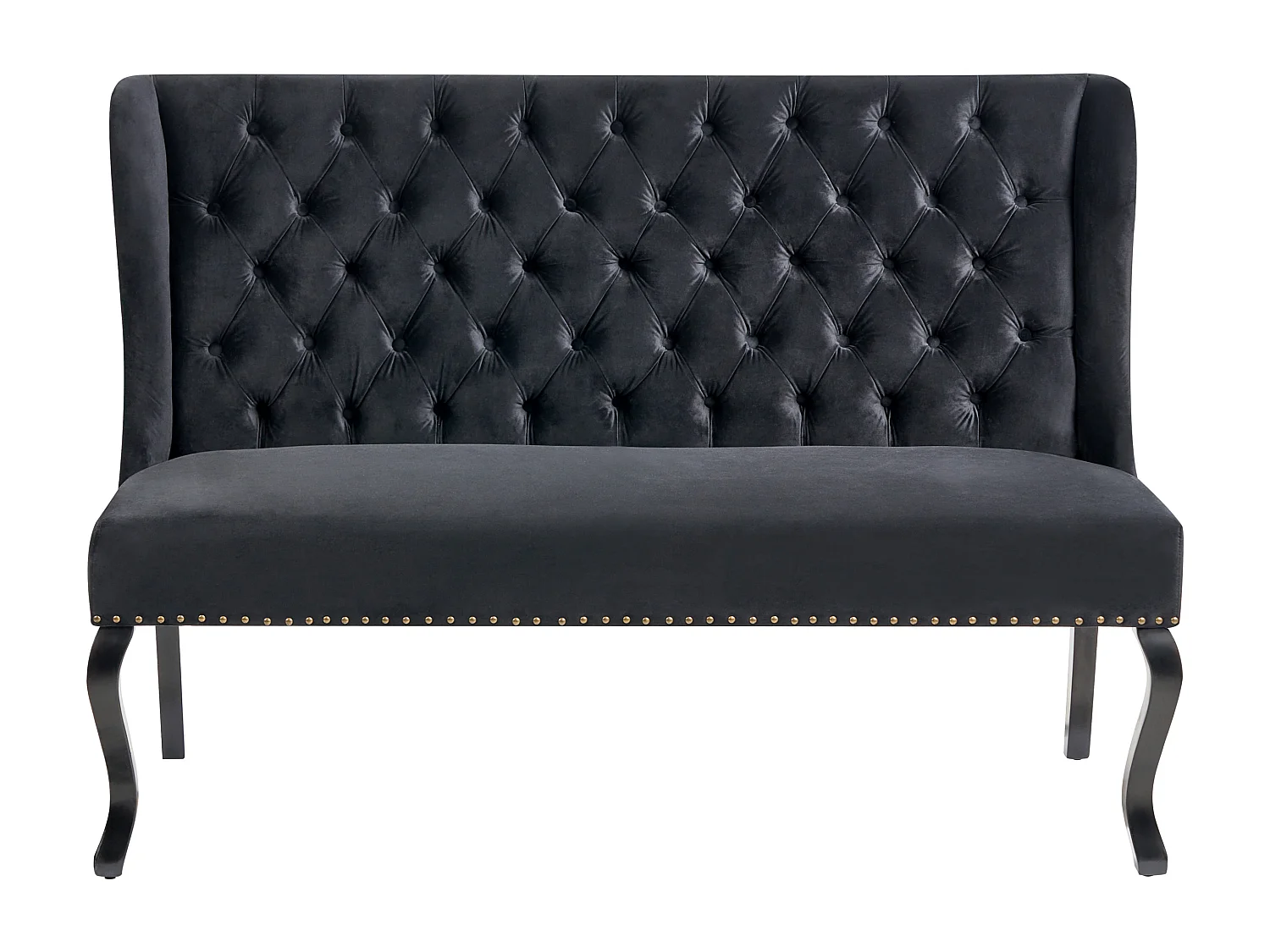 Modernes 2-Sitzer Küchensofa Samt schwarz Holzbeine Ohrensofa Torsby