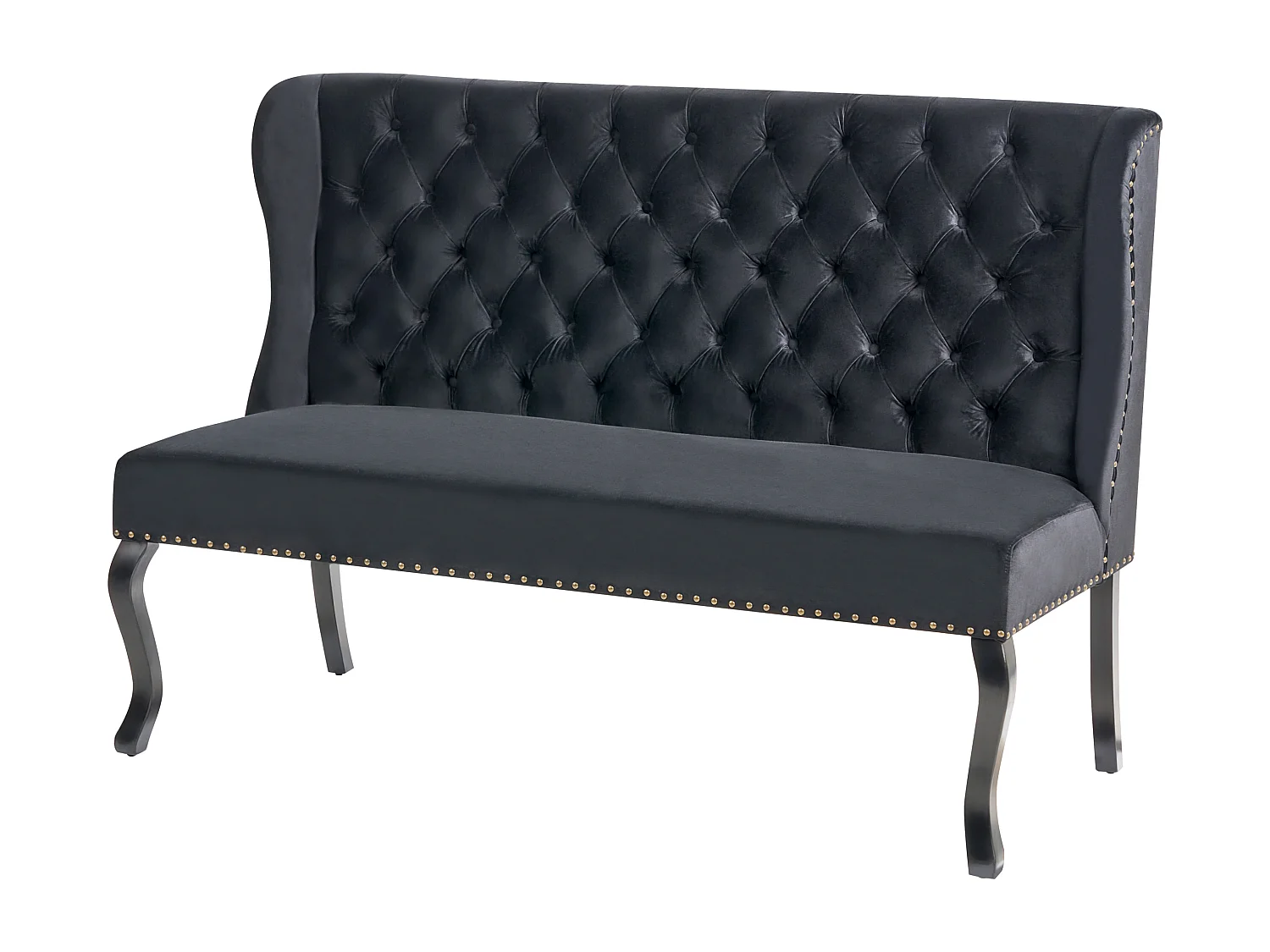 Modernes 2-Sitzer Küchensofa Samt schwarz Holzbeine Ohrensofa Torsby