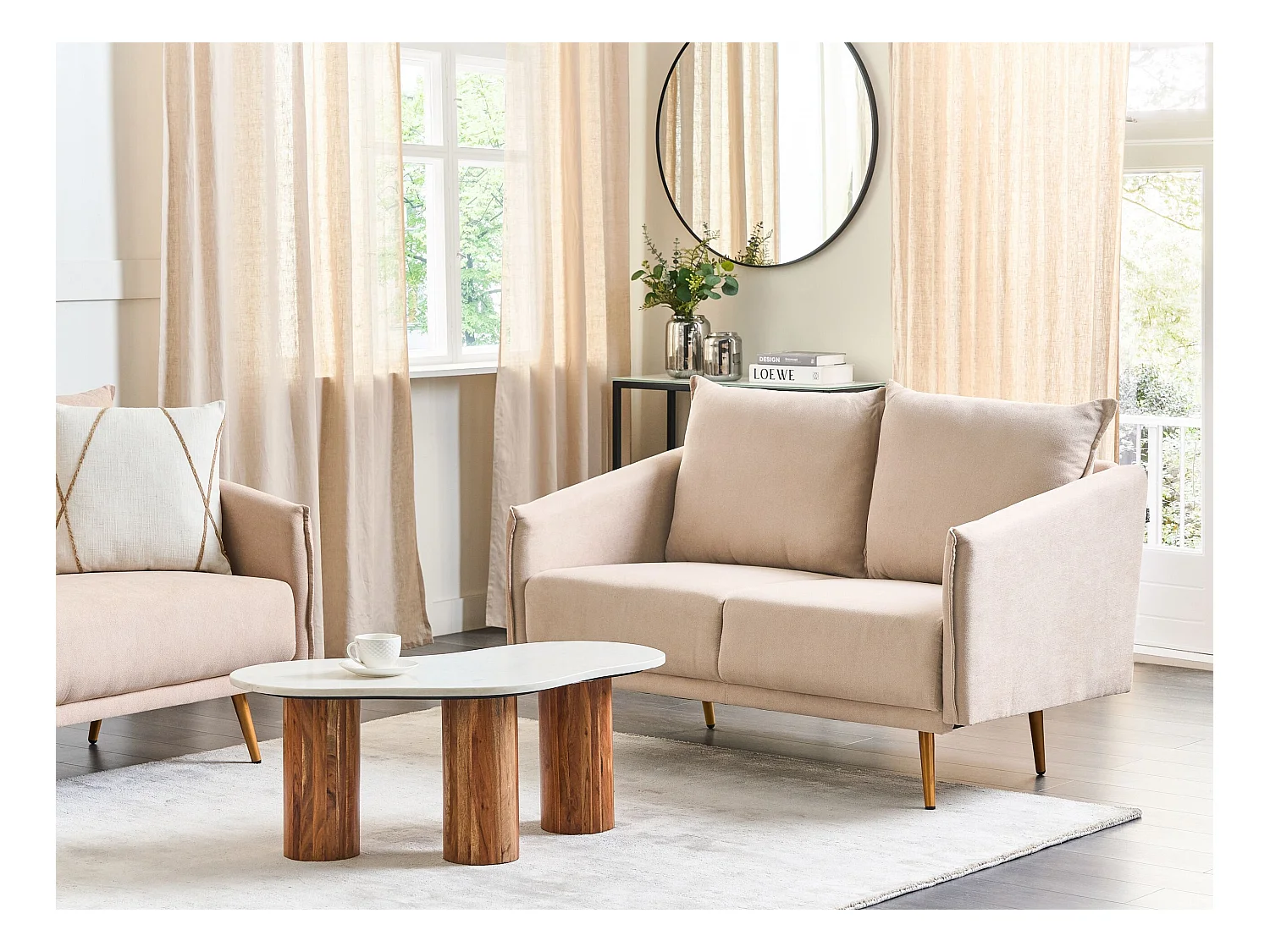 Canapé 2 places MAURA Velours Beige
