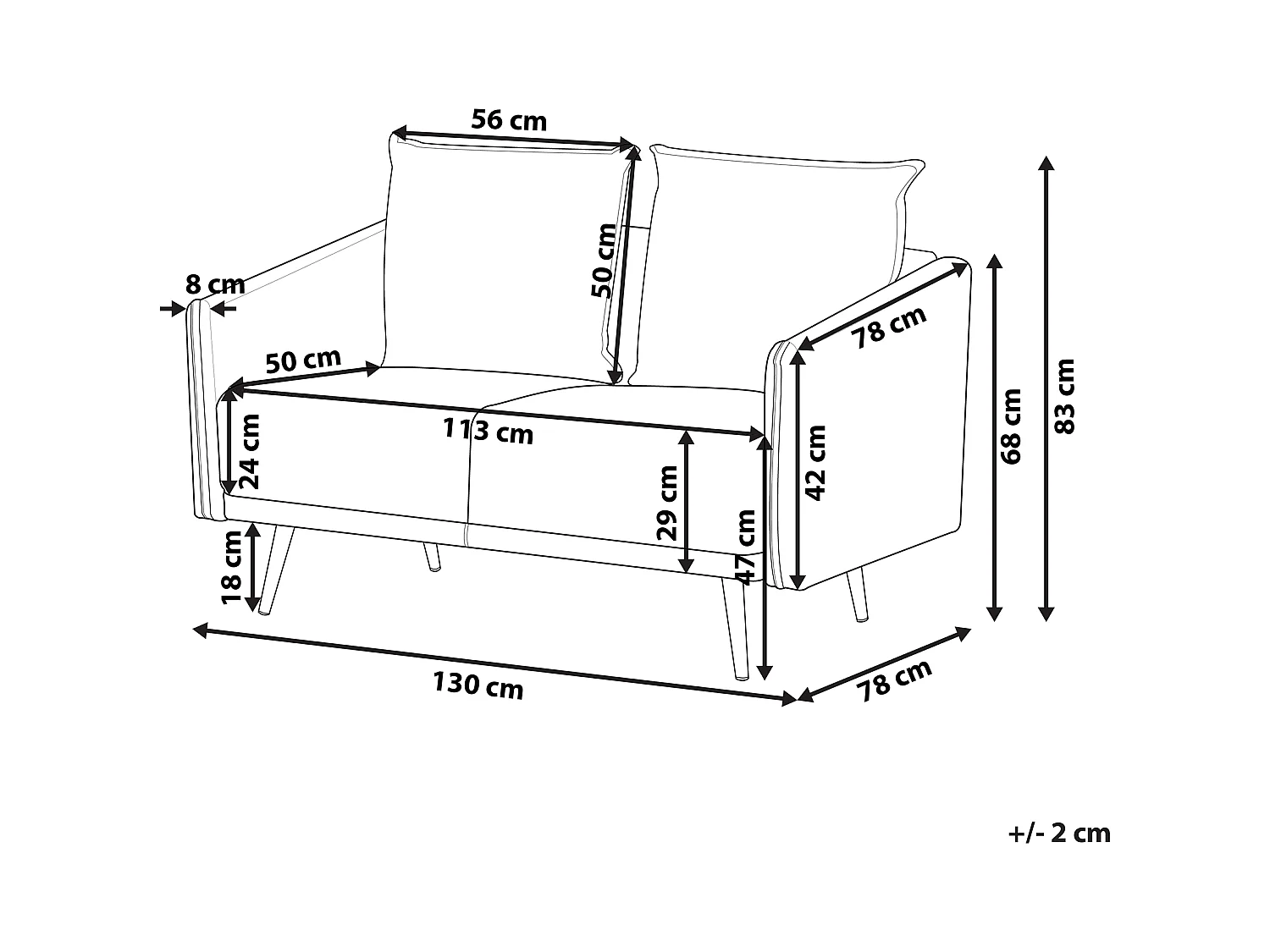 Sofa MAURA Samtstoff Beige 2-Sitzer