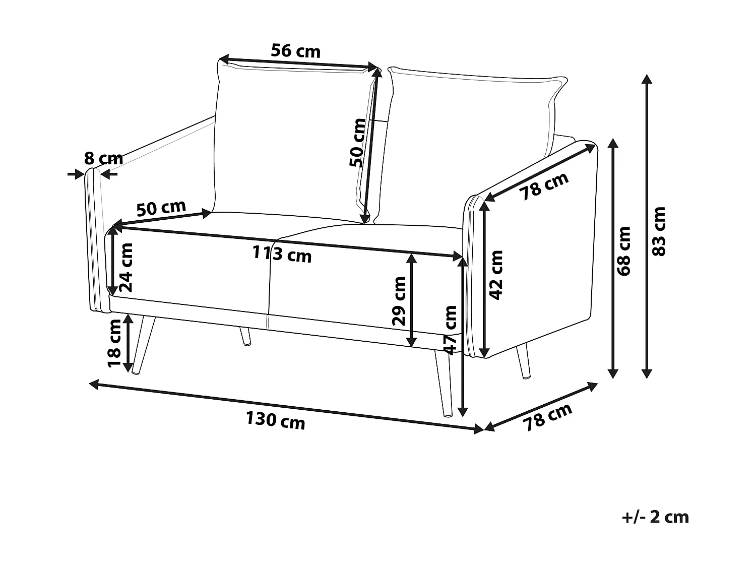 Canapé 2 places MAURA Velours Beige