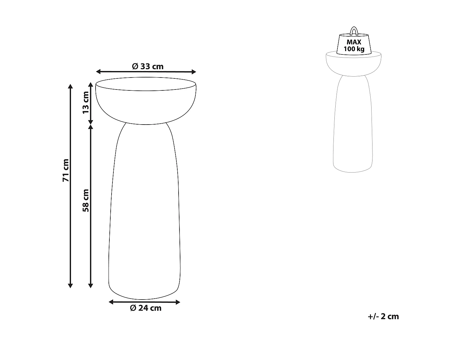 Bijzettafel CADINI Gebroken wit